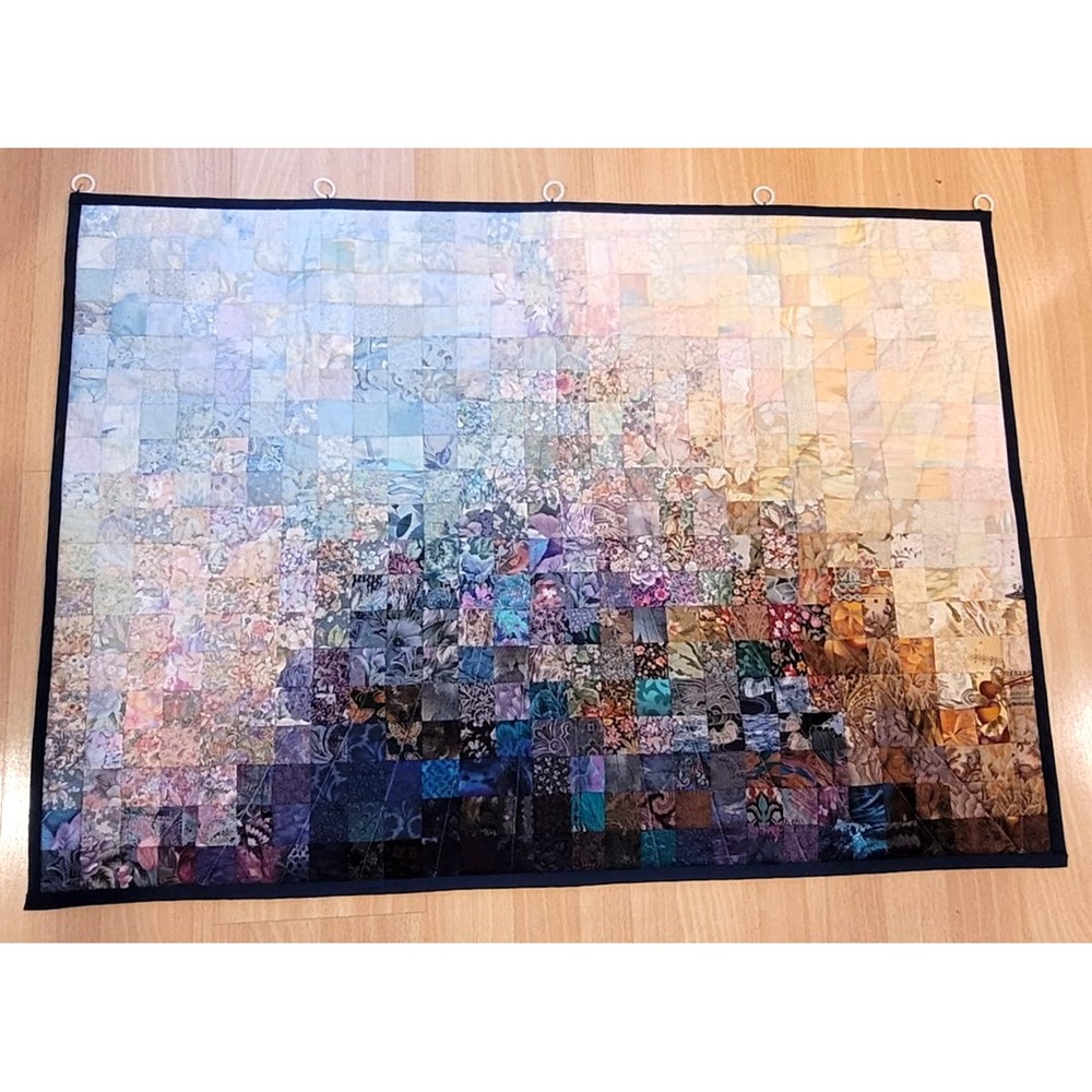 GORGEOUS Handmade Watercolor Gradient Quilt Wall Hanging Floral Bird Pet Rainbow